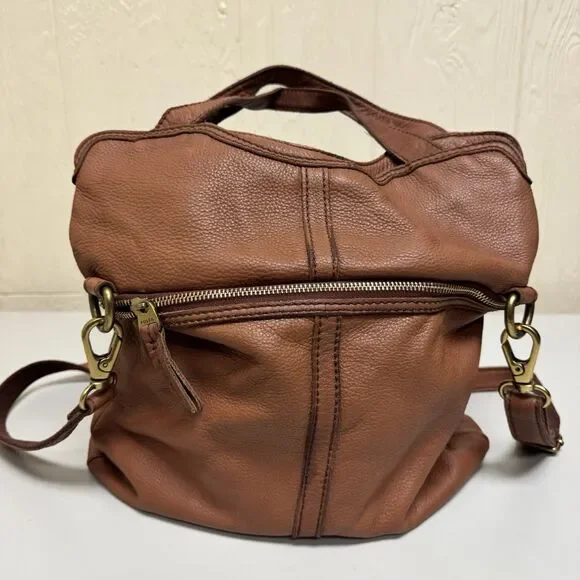 Fossil Erin Foldover Tote Shoulder Crossbody Bag Satchel Hobo Leather - Picture 4 of 16